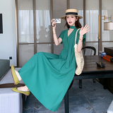 休闲气质绿色连衣裙女夏2025新款收腰减龄超火艺术感穿搭绝美长裙，商品下架区，浙宝289