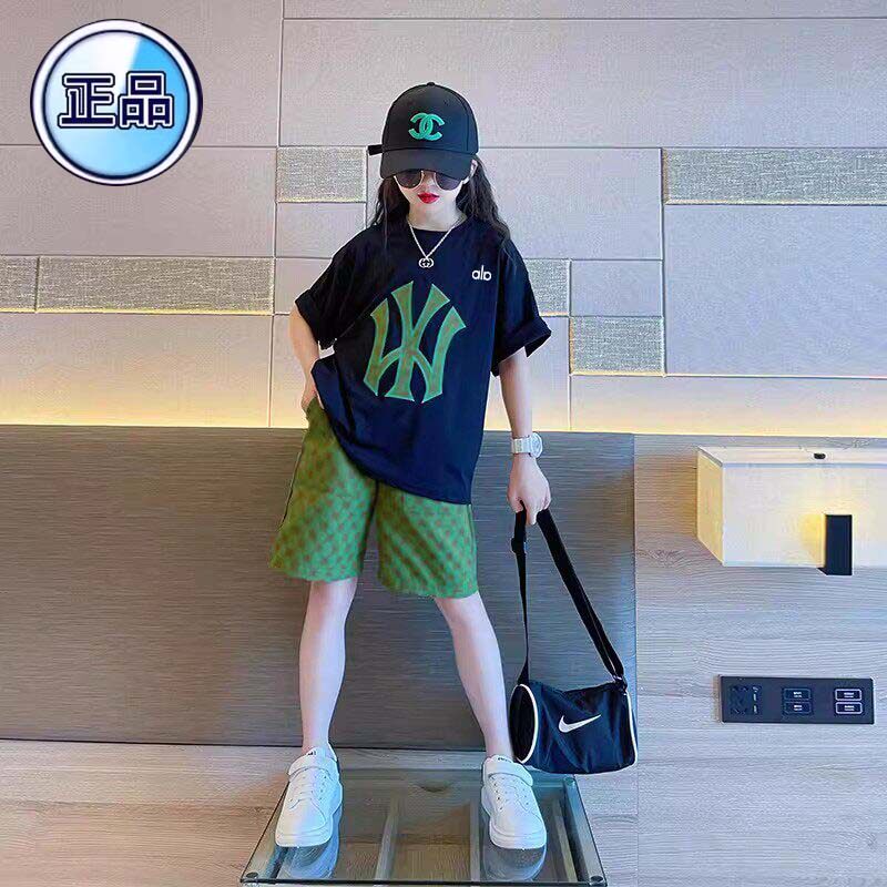 奥莱专柜女童短袖t恤薄款两件套
