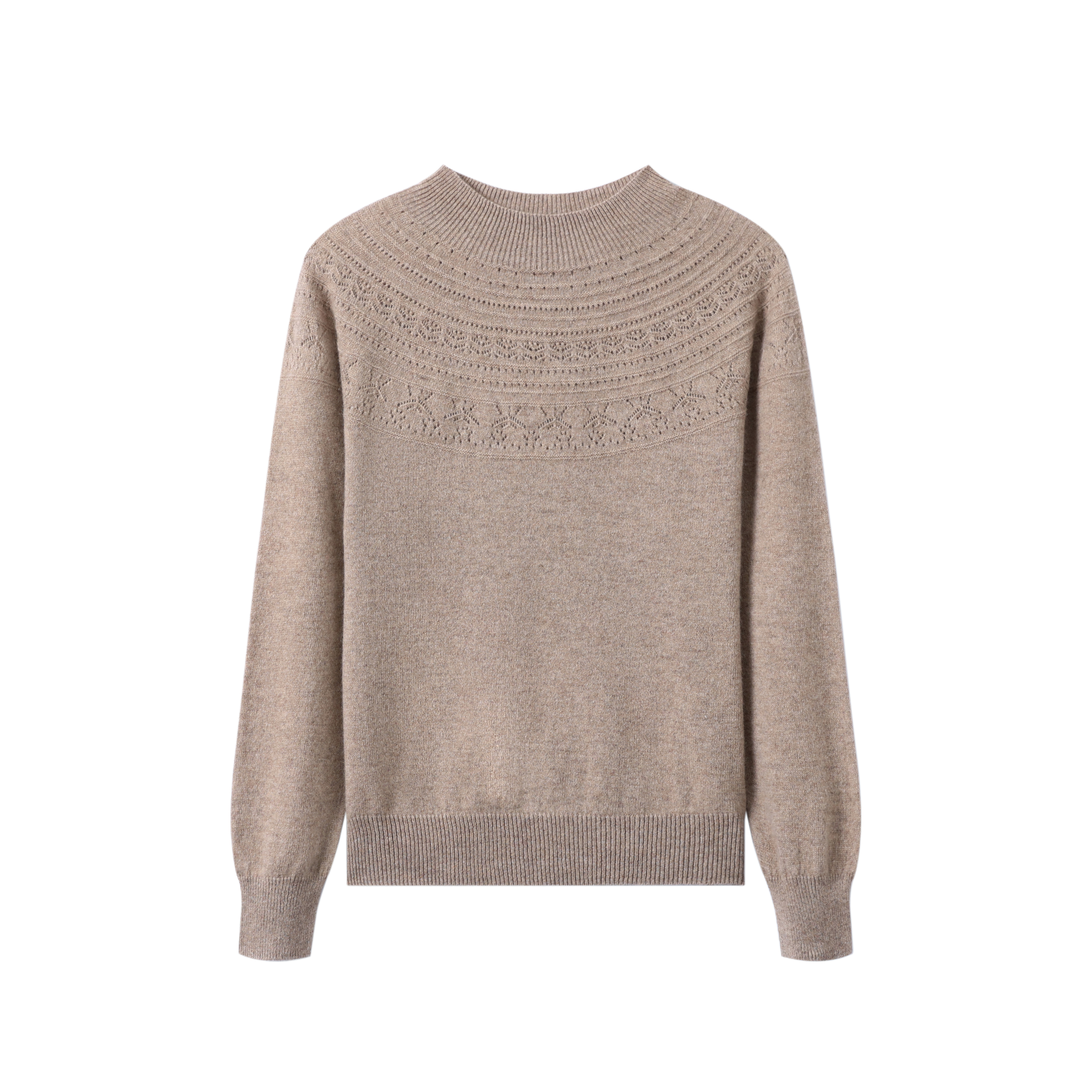 【小李专享】100%羊绒镂空半高领纯色羊绒衫WF028