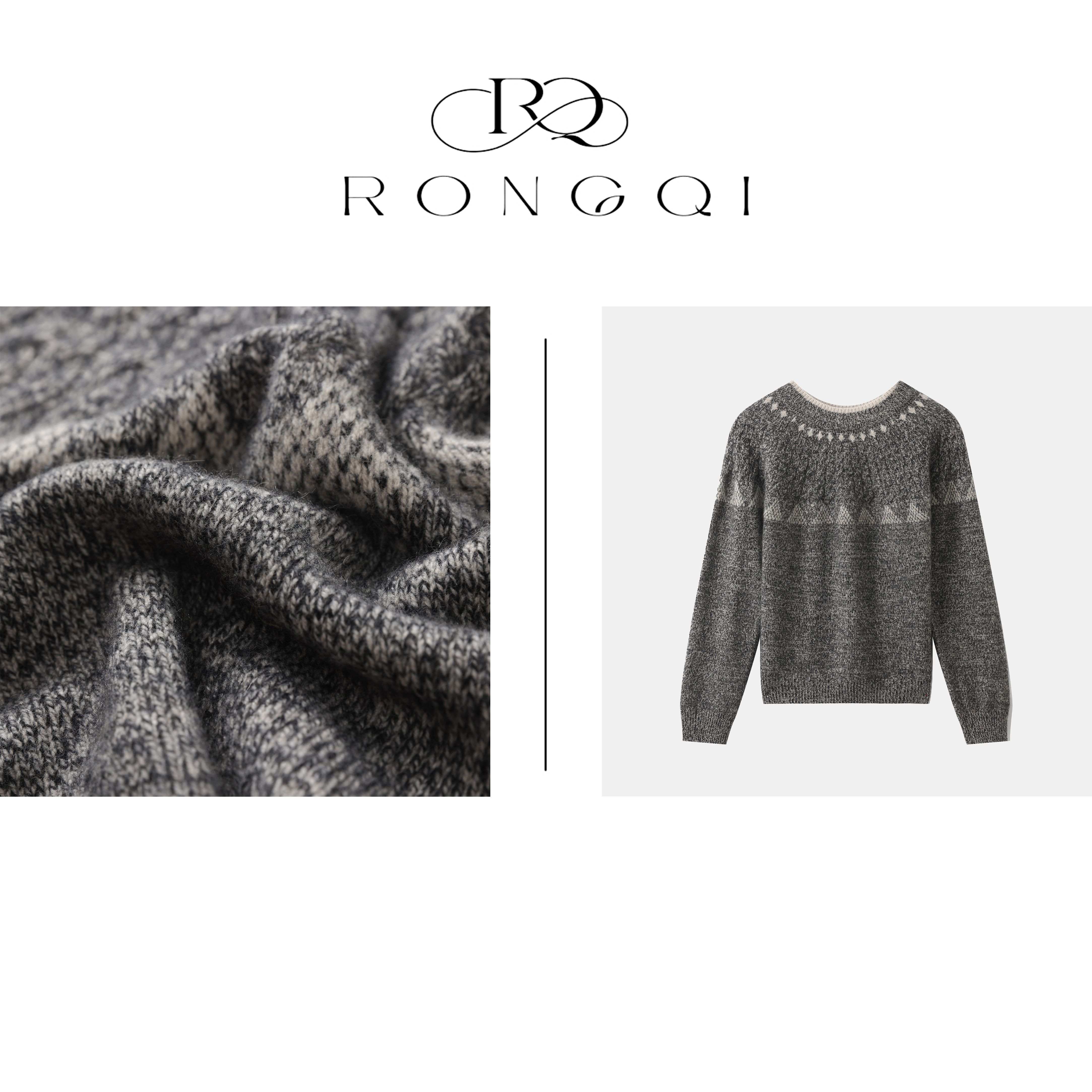 【慧姐专享】秋冬女士100%山羊绒加厚花纱羊绒衫X376