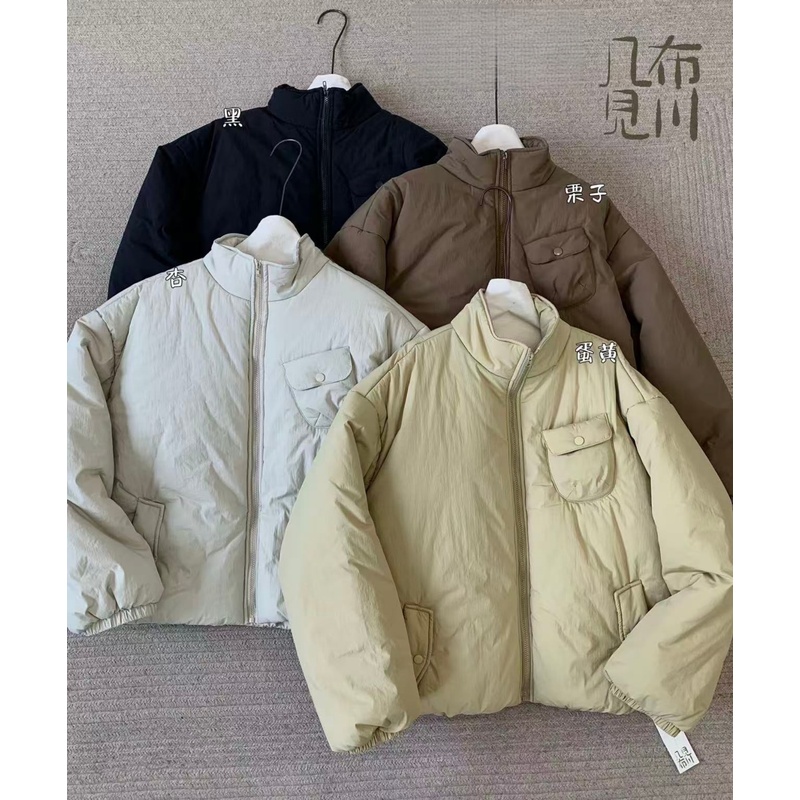 胖mm慵懒松弛风立领加厚棉服外套