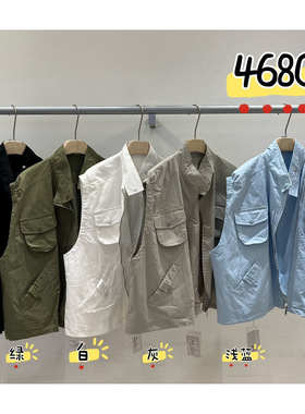 WE女46801春季韩版宽松大码胖mm慵懒休闲风设计感多口袋工装马甲