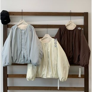 几布见川826491冬韩版宽松大码胖mm慵懒休闲简约短款圆领棉服外套