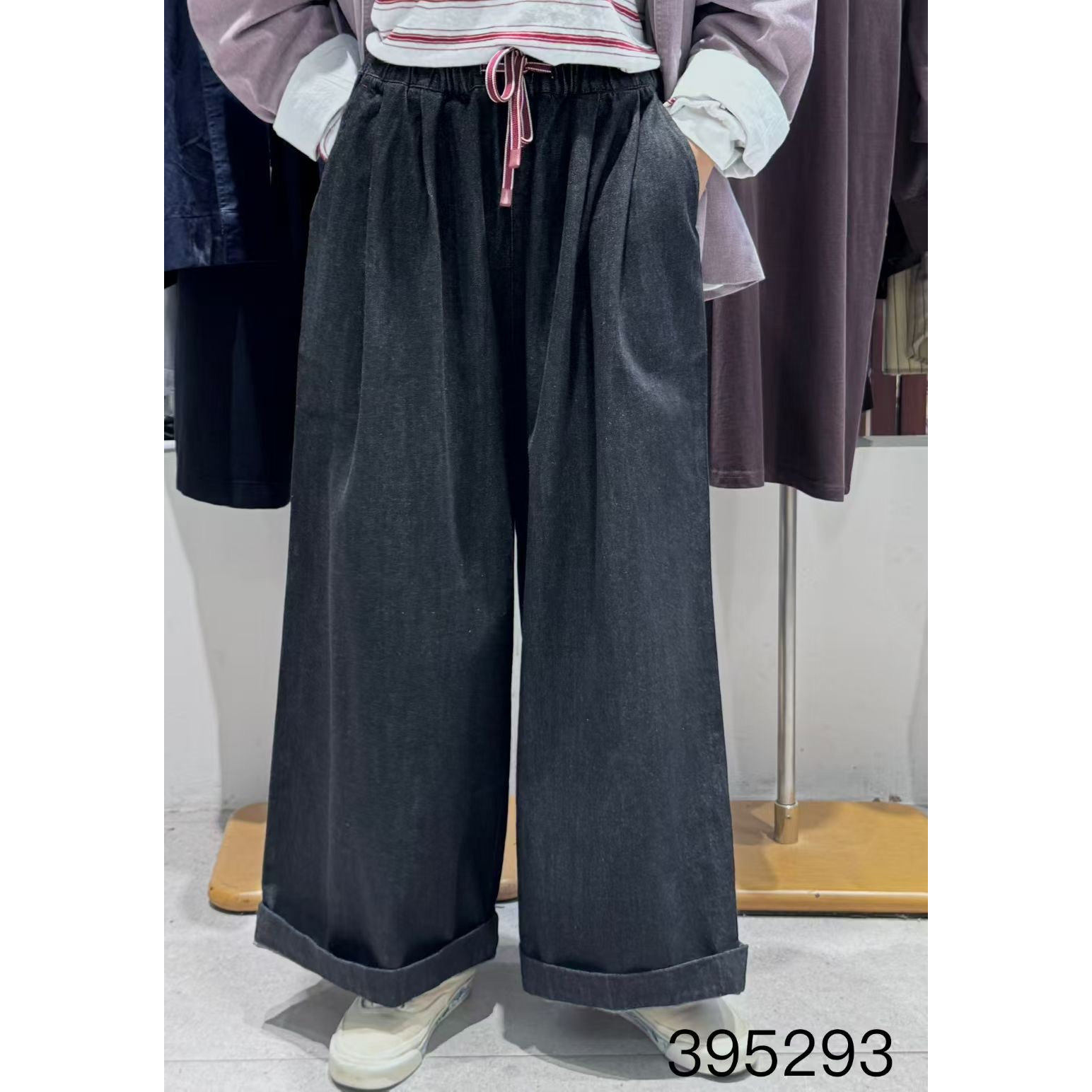 非本395293秋新款松紧抽绳高腰日系宽松大码胖mm休闲直筒阔腿长裤,女装/女士精品,牛仔裤,淘宝优惠券,粉丝福利购,淘宝优惠卷