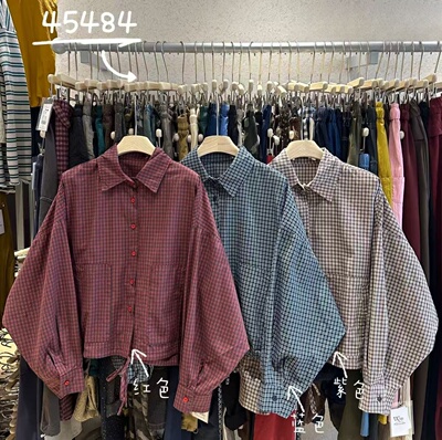 休闲百搭慵懒风复古格子衬衫外套