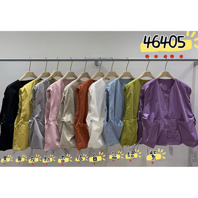 胖mm慵懒休闲风圆领抽绳无袖马甲