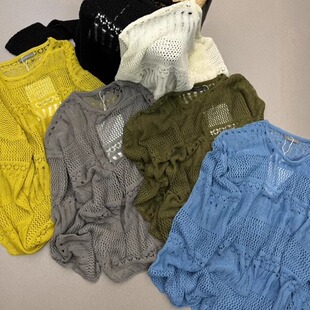 胖mm休闲慵懒风针织镂空防晒罩衫 宽松大码 女 6366韩版 becabeau女装