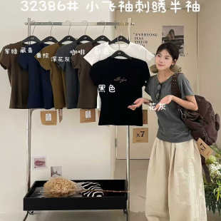 32386秋季 胖mm显瘦圆领字母短袖 新款 宽松大码 T恤上衣 韩版 大7女装