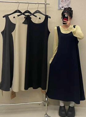 大7女装78008春新款韩版宽松大码胖mm休闲慵懒风懒人无袖背心长裙