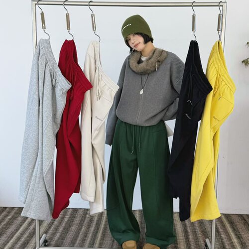 胖mm慵懒休闲风加绒加厚弯刀卫裤