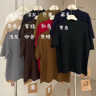 12538秋季 宽松大码 大7女装 韩版 上衣 胖mm休闲慵懒风立领短袖 针织衫