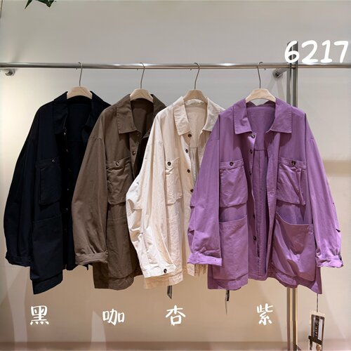 胖mm慵懒风翻领口袋长袖风衣外套