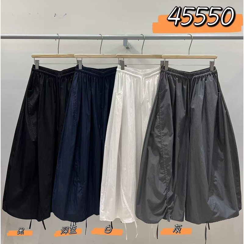 WE女45550夏季新款宽松大码胖mm休闲慵懒风阔腿薄款设计感七分裤