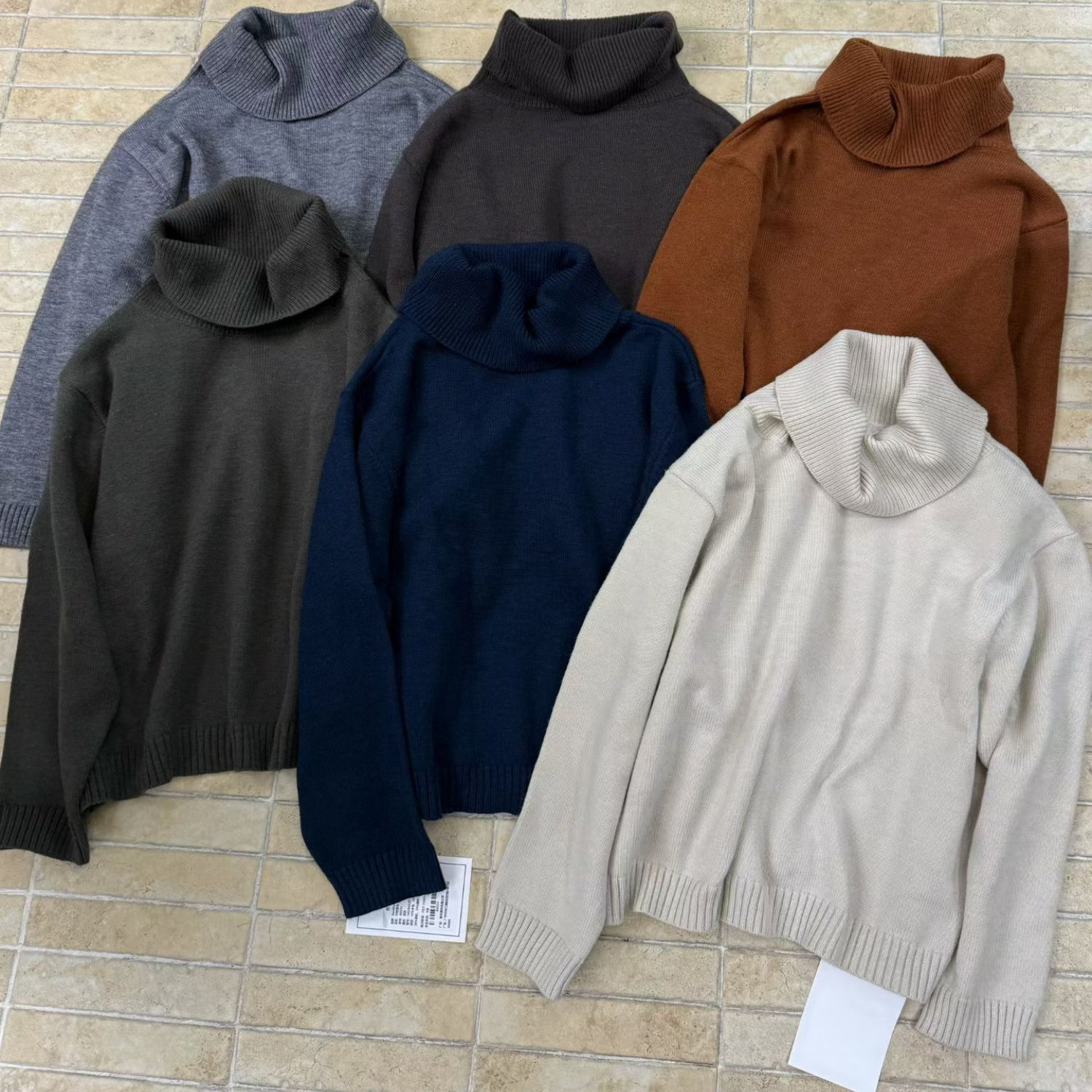 becabeau女装6551冬季韩版宽松大码胖mm慵懒松弛风堆堆领针织毛衣