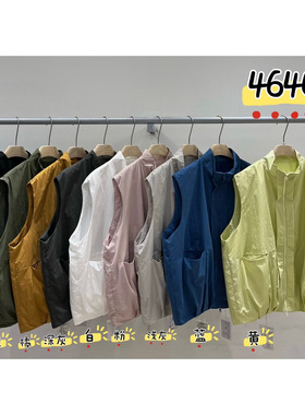 WE女46404春季韩版宽松大码胖mm慵懒休闲风立领拉链工装马甲外套