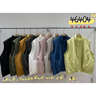 胖mm慵懒休闲风立领工装马甲外套