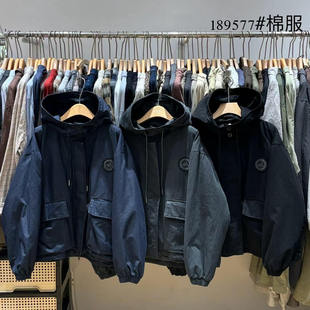 非本189577冬季日系宽松大码胖mm休闲慵懒风加厚连帽工装棉服外套