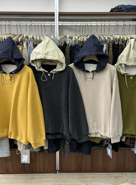 becabeau女装36552冬季韩版宽松大码胖mm慵懒休闲风连帽加绒卫衣