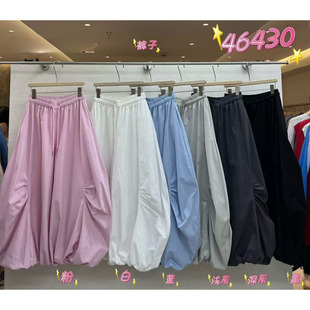 WE女46430春夏韩版宽松大码胖mm慵懒休闲风高腰阔腿灯笼花苞长裤