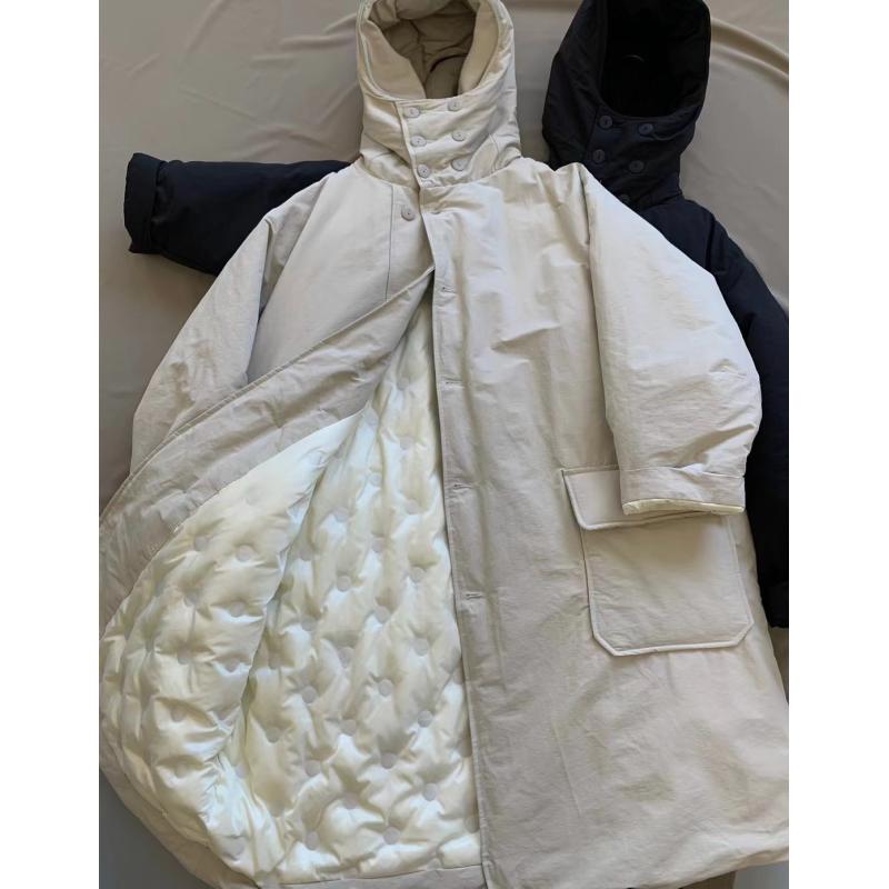 大口袋90白鸭绒长款羽绒服外套
