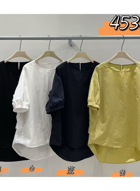 WE女装45381夏季韩版宽松大码胖mm休闲慵懒风薄款设计感短袖衬衫