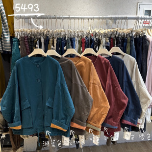 胖mm慵懒休闲风百搭工装 宽松大码 圆领抽绳外套 5493秋冬韩版 WE女装