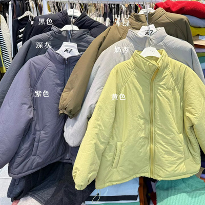 胖mm慵懒休闲风立领刺绣棉服外套