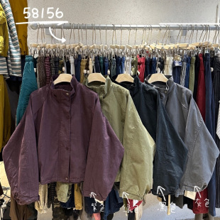 胖mm慵懒松弛风百搭立领短款 WE女装 宽松大码 韩版 外套 58156秋冬款