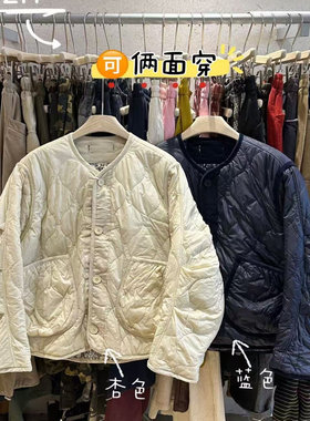 慵懒休闲复古印花两面穿棉服外套