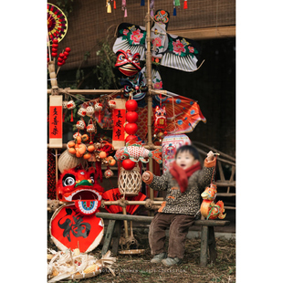 新年装饰场景布置2026年红色喜庆国风民俗醒狮头传统商铺装扮用品