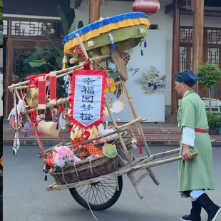 宋朝集市2026卖货郎车景区步行街中古风非遗摆摊车装 饰网红打卡点