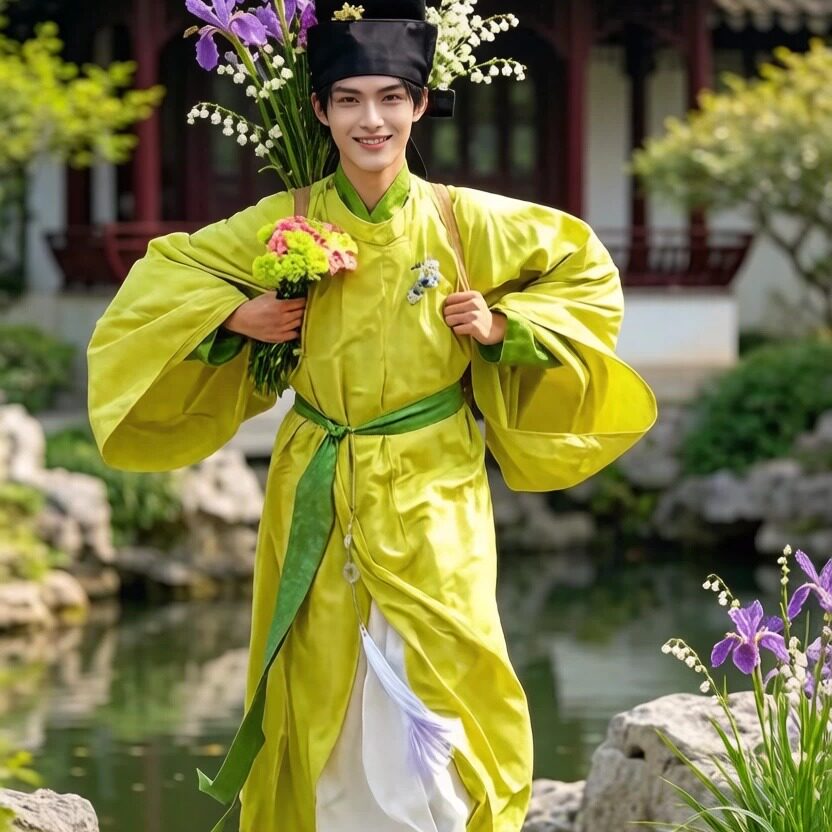 明制男款交领袍汉服全套演出服