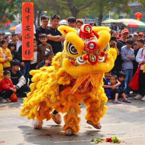 舞狮头黄色开业新春庆典祈福迎宾南狮全套舞狮表演狮子道具套装