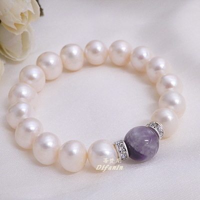 11-12MM Natural freshwater pearl bracelet Amethyst Pearl Braceletin the Jewelry/Diamond/Jade/Gold , Natural pearls (New) , Bracelets  category - from Buy2taobao.com to provide professional Taobao agent buy service