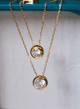 经典泡泡~S925纯银镀18k金镶嵌锆石吊坠项链百搭锁骨链女极简