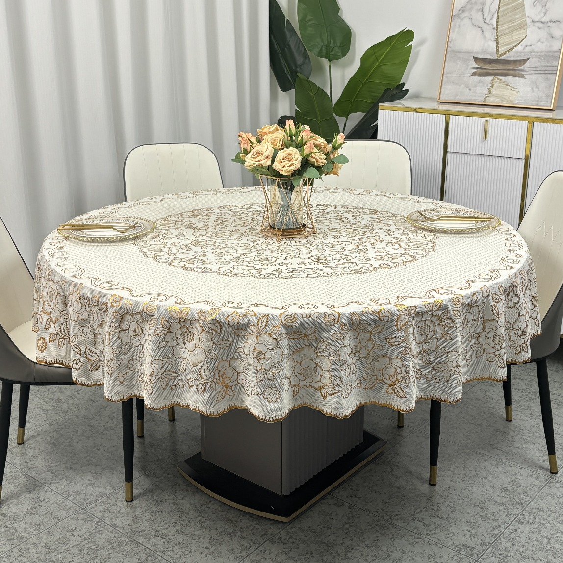 圆桌布烫金防水防污防烫免洗