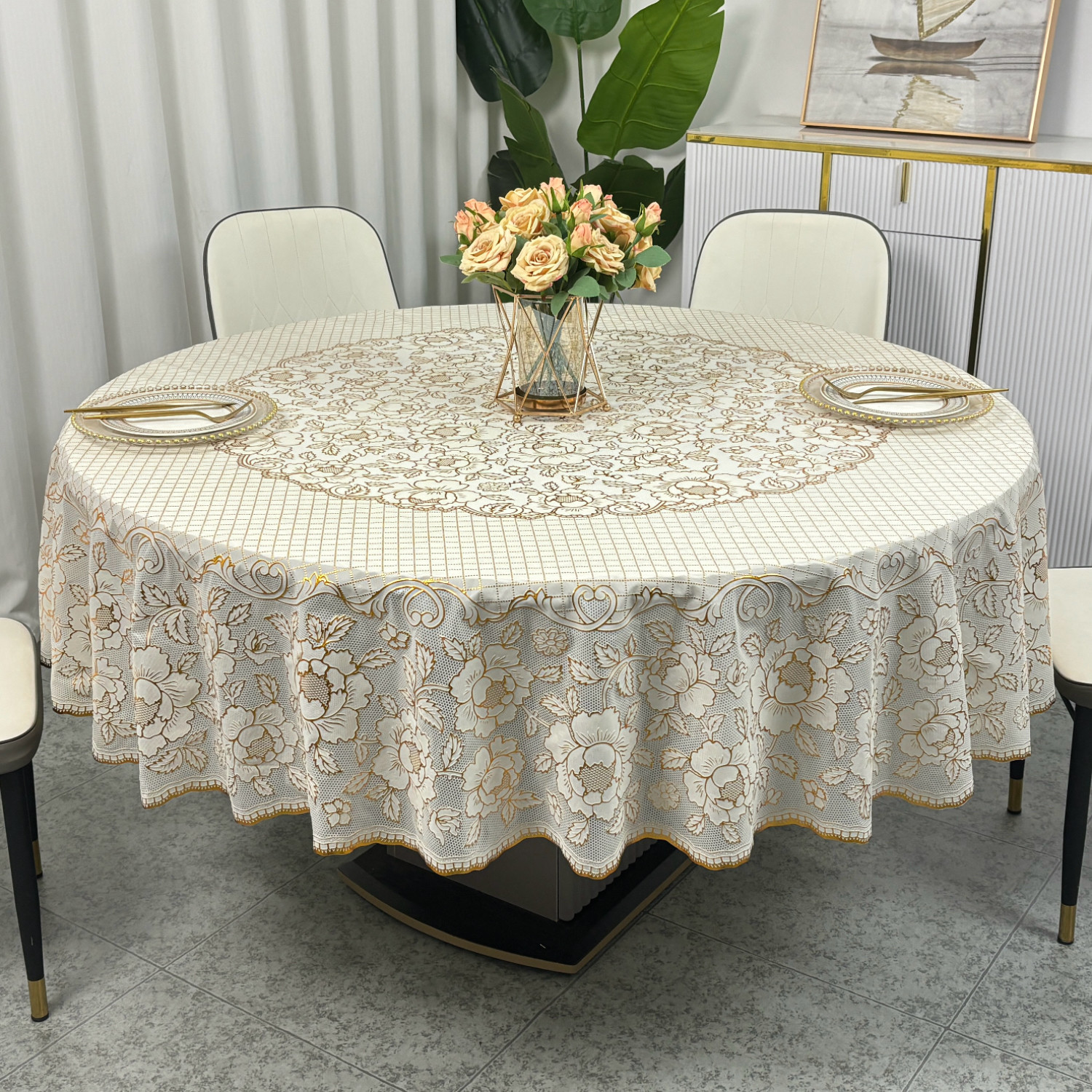 大圆桌桌布pvc防水防油防烫免洗椭圆现代餐桌布加厚家用饭店酒店,居家布艺,桌布,淘宝优惠券,粉丝福利购,淘宝优惠卷