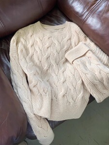 CHAO级推荐！老钱风复古麻花毛衣女圆领宽松针织衫软糯羊绒衫