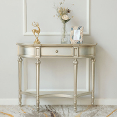 半圆玄关桌入户正对门法式 轻奢玄关台实木高级感端景台靠墙定制