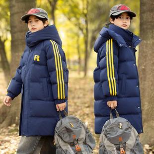 男童长款羽绒服2025新款中大童过膝加厚儿童洋气冬季保暖加绒外套