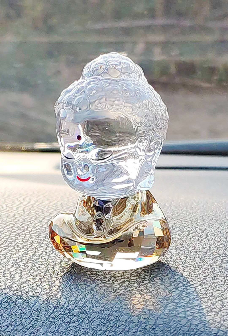 奥地利水晶弥勒佛像菩萨保佑水晶莲花平安汽车内饰品摆件摆饰平安