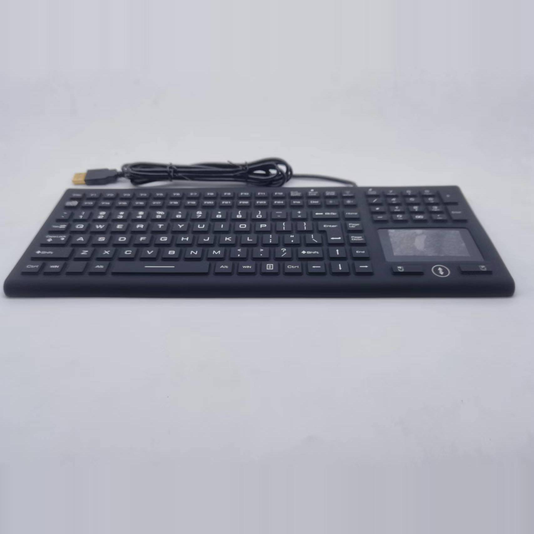 工业医疗防水防尘带鼠标触摸板键盘，有线防水清先消毒水清洗键盘