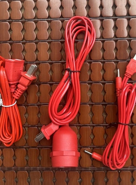 红色电源线LED一拖二双头线圆孔USB电蜡烛灯配件电线延长线