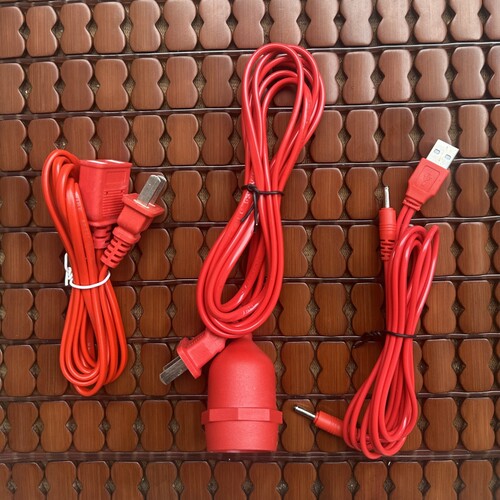 红色电源线LED一拖二双头线圆孔USB电蜡烛灯配件电线延长线