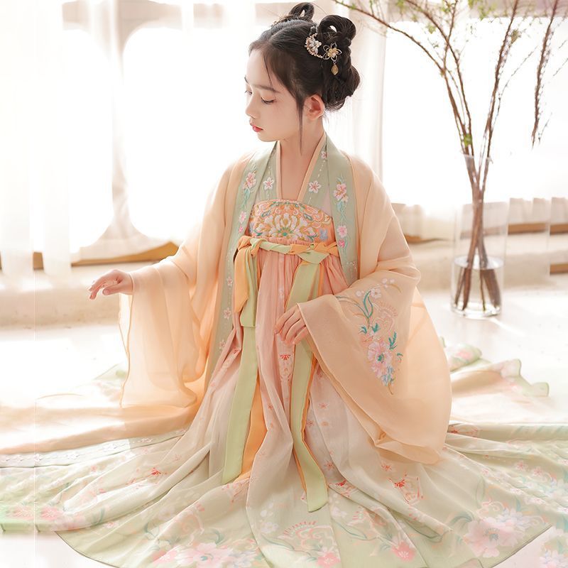 女童汉服襦裙春款古风连衣裙超仙唐装女孩中国风改良国学古装舞蹈