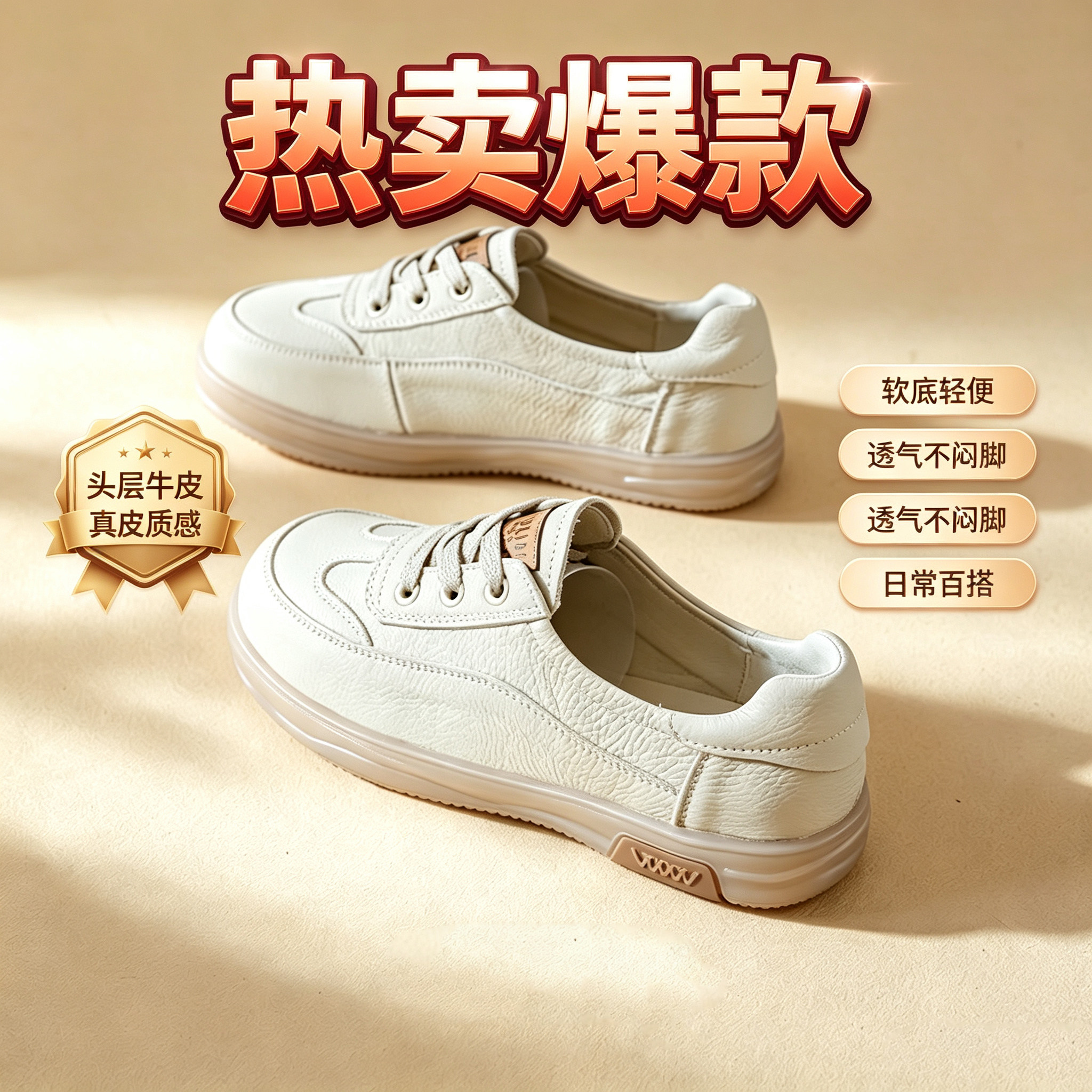 真皮手工女鞋2026秋季新款透时尚休闲鞋