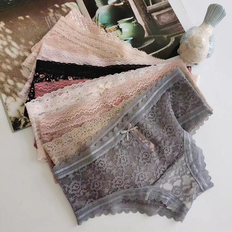PINK GIRL柔软性感纯欲全蕾丝透气棉裆女士三角内裤女透视短裤头,女士内衣/男士内衣/家居服,女三角裤,淘宝优惠券,粉丝福利购,淘宝优惠卷