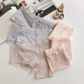 pink girl外贸舒适纯色纯棉裆牛奶丝三角内裤 女性感无痕裸感轻薄