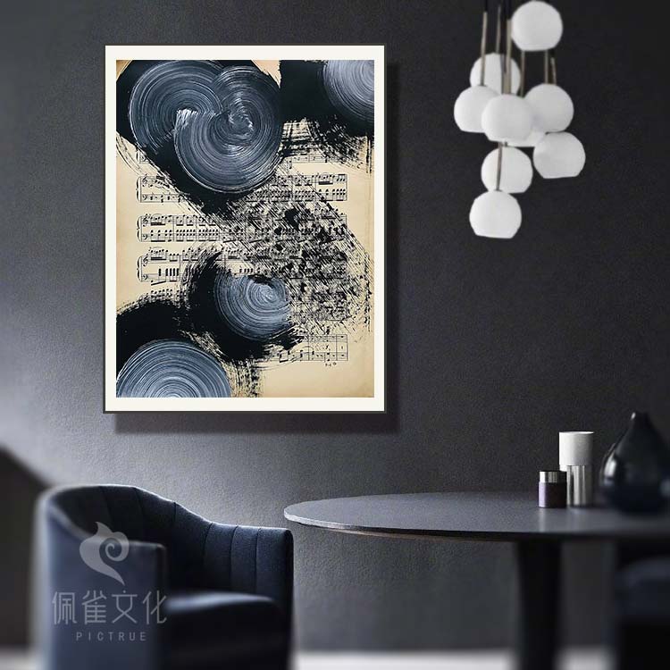 工业风装饰挂画水墨抽象简约创意酒吧酒店咖啡厅会馆有框油画布