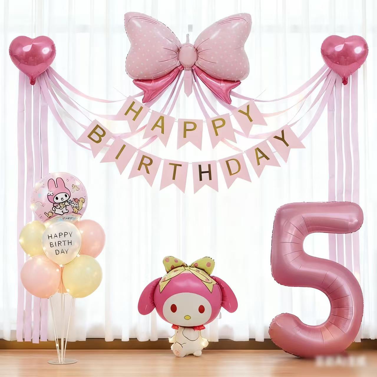美乐蒂库洛米玉桂狗主题生日布置女孩儿童小宝宝气球派对场景装饰